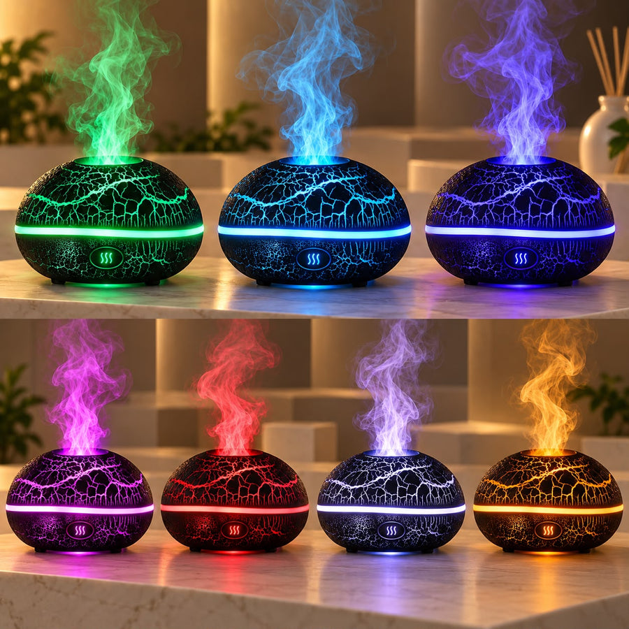 Diffusore a fiamma Voltyzen — fiamma realistica, 7 colori e oli essenziali