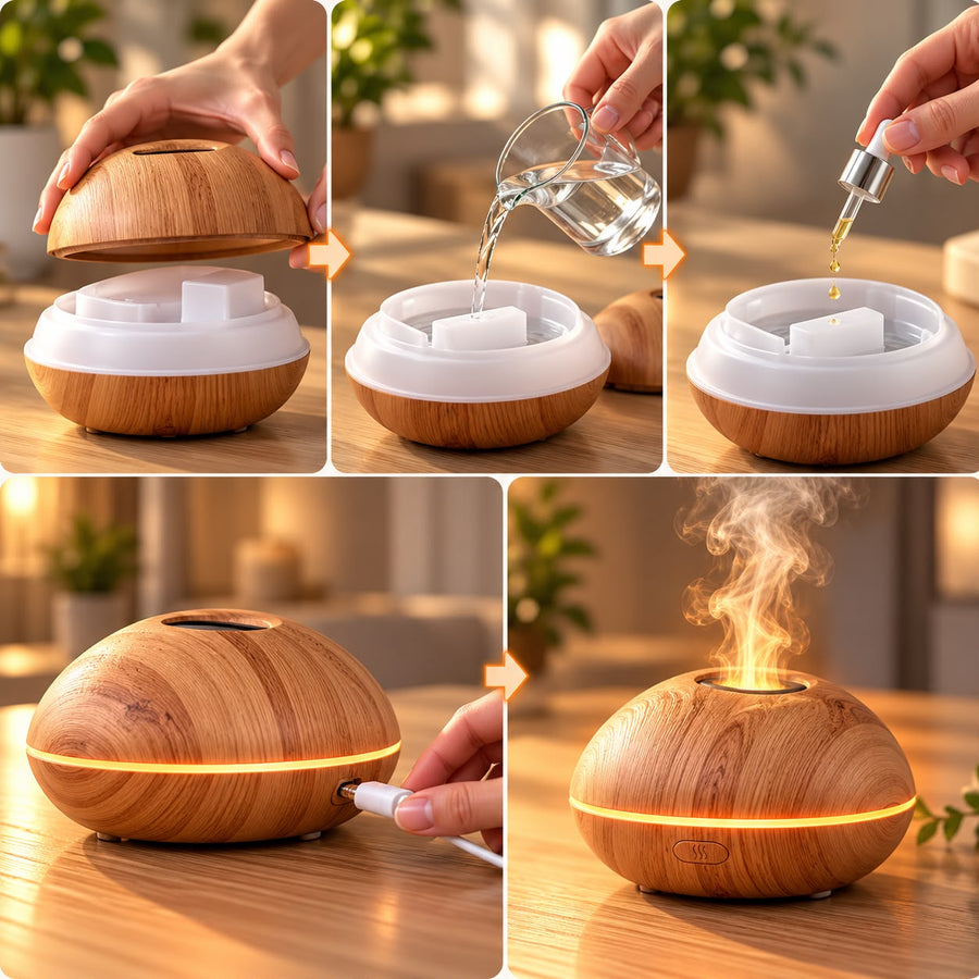Diffusore a fiamma Voltyzen — fiamma realistica, 7 colori e oli essenziali