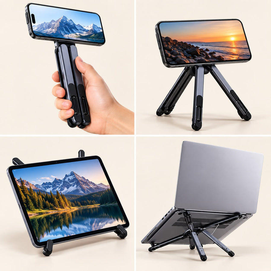 3-in-1 Magnet-Handyhalterung — faltbares Stativ und Selfie-Stick