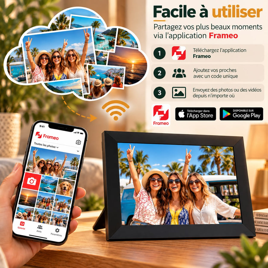 Voltyzen cadre photo connecté — application Frameo, envoi des photos en trois étapes [fr]