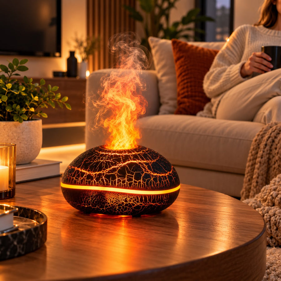 Diffusore a fiamma Voltyzen — fiamma realistica, 7 colori e oli essenziali