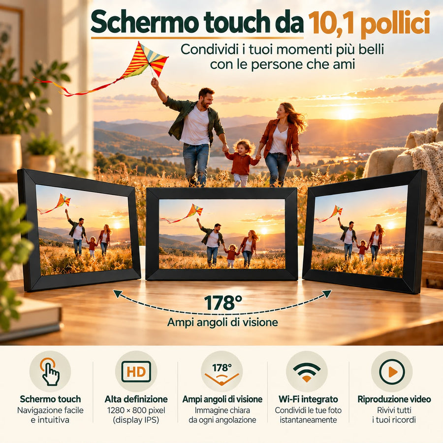 Voltyzen cornice digitale connessa — schermo touch da 10,1 pollici, 1280 x 800, ampi angoli di visione [it]