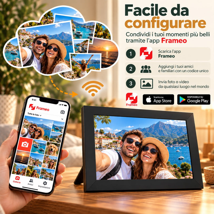 Voltyzen cornice digitale connessa — app Frameo, invia le foto in tre passaggi [it]