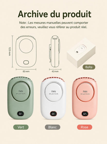Ventilateur de Cou Portable Voltyzen – Mains Libres, Rechargeable USB