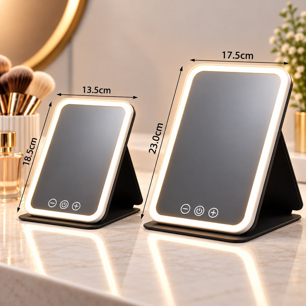 Miroir Lumineux Voltyzen — 3 couleurs de lumière, pliable et rechargeable