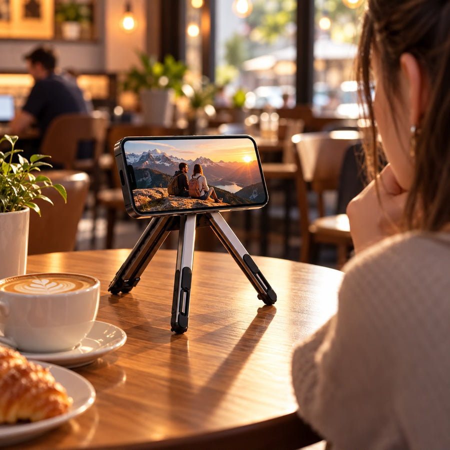 3-in-1 Magnet-Handyhalterung — faltbares Stativ und Selfie-Stick