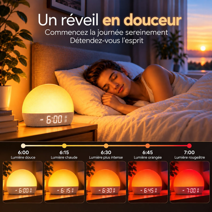 Réveil Lumineux Voltyzen — Simulateur d'Aube & Bruit Blanc